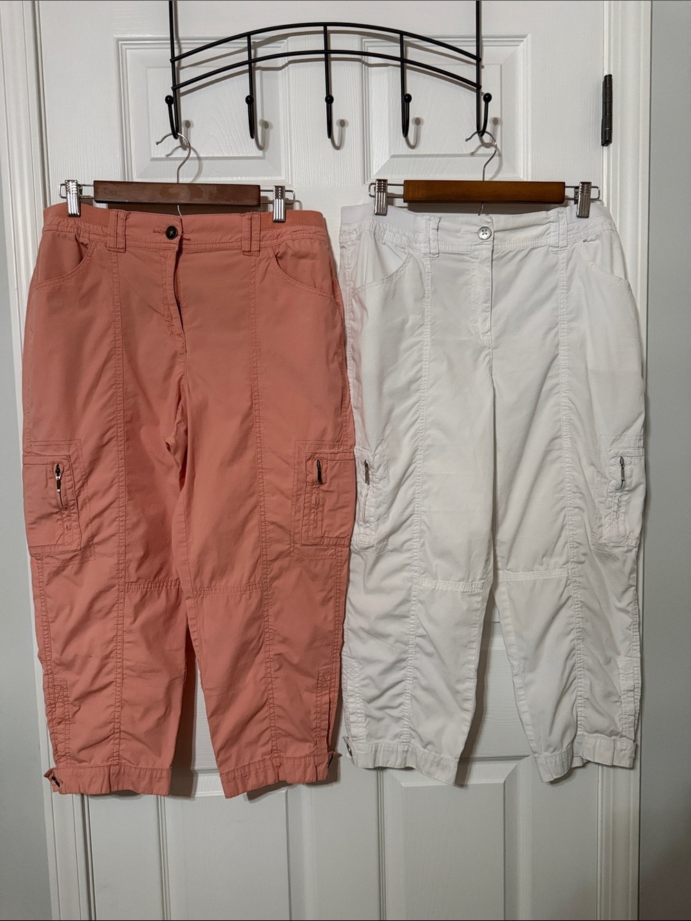 Chico's Cargo Capris in Coral and in White - Pair